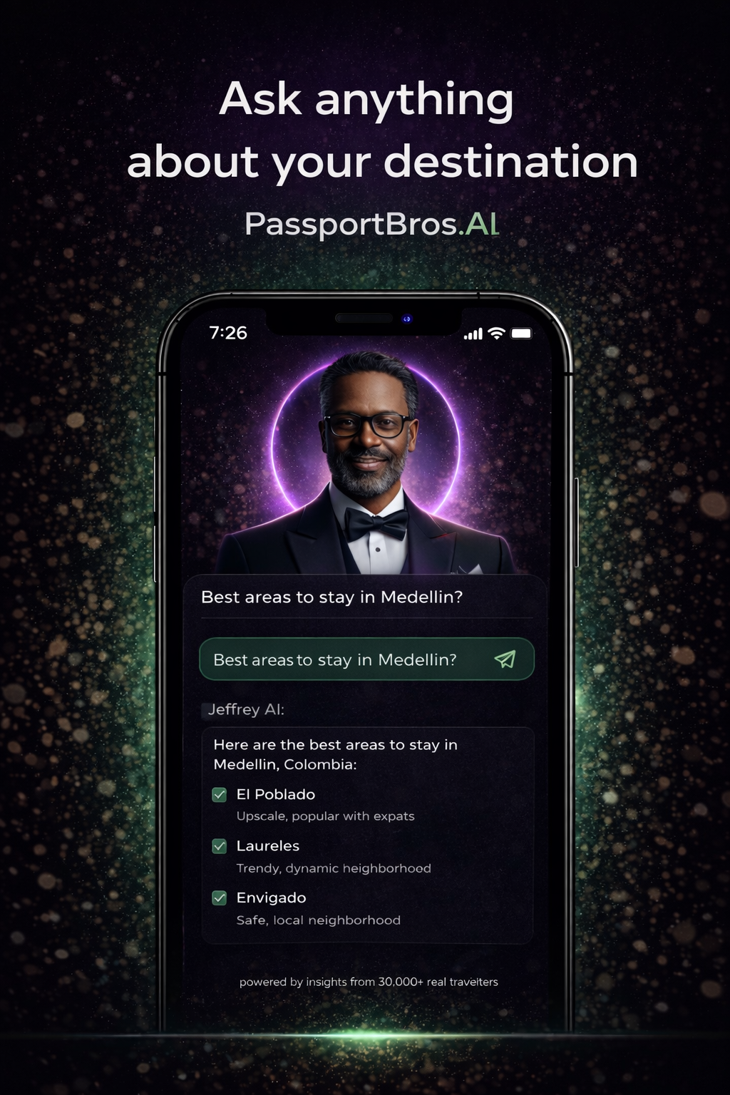 Ask anything about your destination PassportBros AI preview